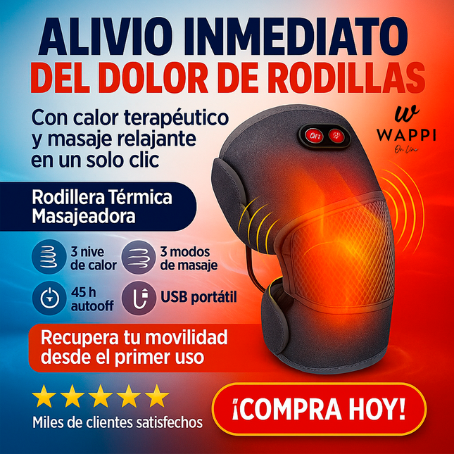 🔥Rodillera Térmica Masajeadora – Alivio Inmediato del Dolor de Rodillas