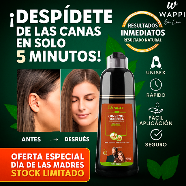 💆🏻‍♀️Shampoo Tinte Colorante - Cubre Canas al Instante