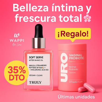 Truly Soft Serve After Shave Oil – Aceite post-afeitado 40ml+ Regalo URO: Probióticos y Ácido Bórico para una Vagina Saludable