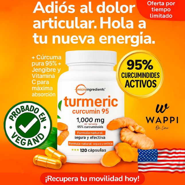 Turmeric Curcumin 1000mg – Antiinflamatorio y Antioxidante Natural