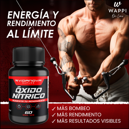 Óxido Nítrico 1000mg – 60 Cápsulas | Energía y Circulación Saludable