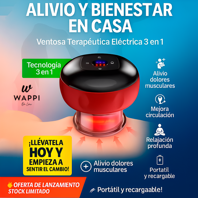 💆‍♀️Ventosa Terapéutica Eléctrica 3 en 1 – Relajación y Bienestar en Casa