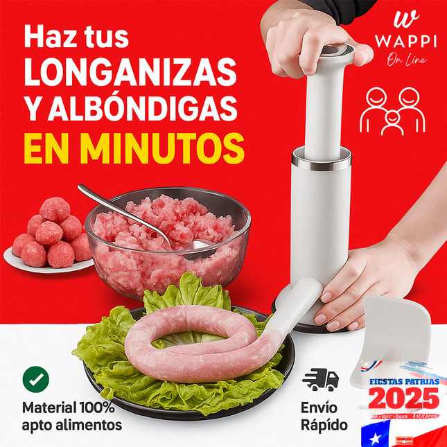 🌭👩‍🍳👌Embutidora Manual 2 en 1 para Longanizas y Albóndigas – Cocina fácil, saludable y divertida