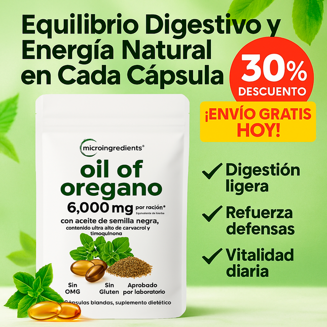 🌱Aceite de Orégano 6000 mg + Semilla Negra | Bienestar natural en cada cápsula