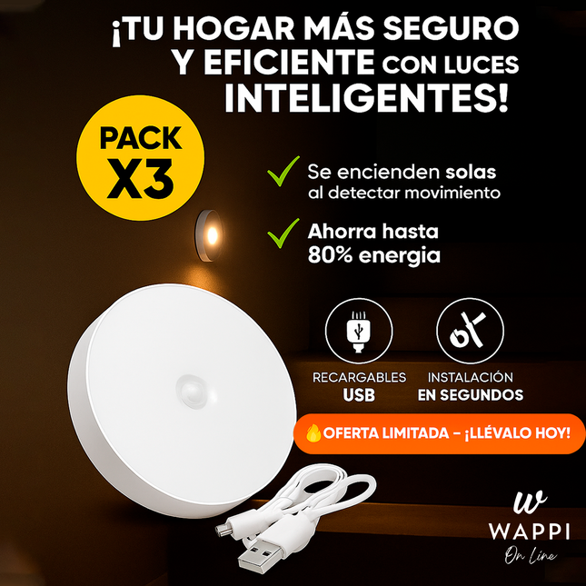 🔦Pack 3 Luces LED con Sensor de Movimiento – Ilumina tu hogar de forma inteligente