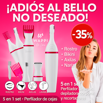 Depiladora Eléctrica 5 en 1 – Belleza práctica en un solo paso