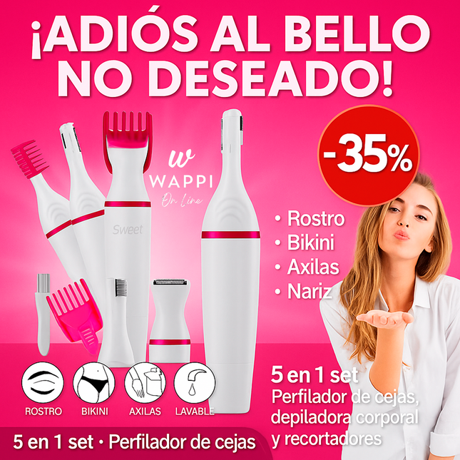 Depiladora Eléctrica 5 en 1 – Belleza práctica en un solo paso