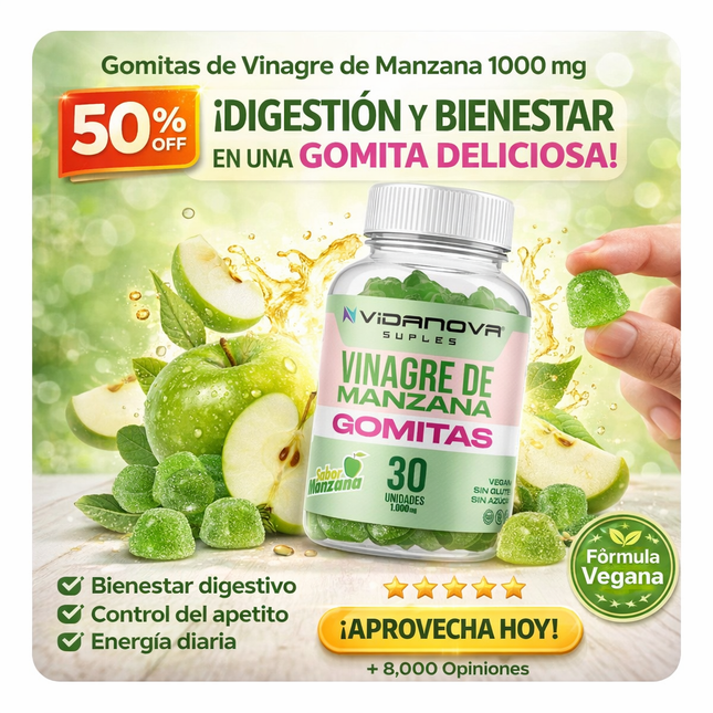 Gomitas de Vinagre de Manzana 1000 mg – Digestión y Bienestar Diario