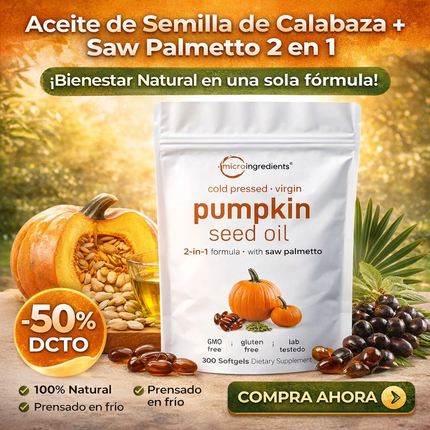 Aceite de Semilla de Calabaza + Saw Palmetto 2 en 1