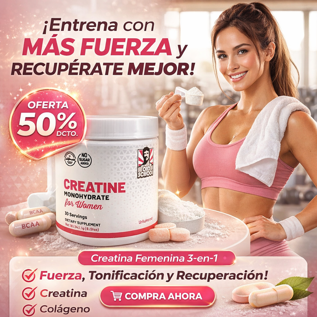 Creatina Femenina 3-en-1 para Fuerza, Tonificación y Recuperación